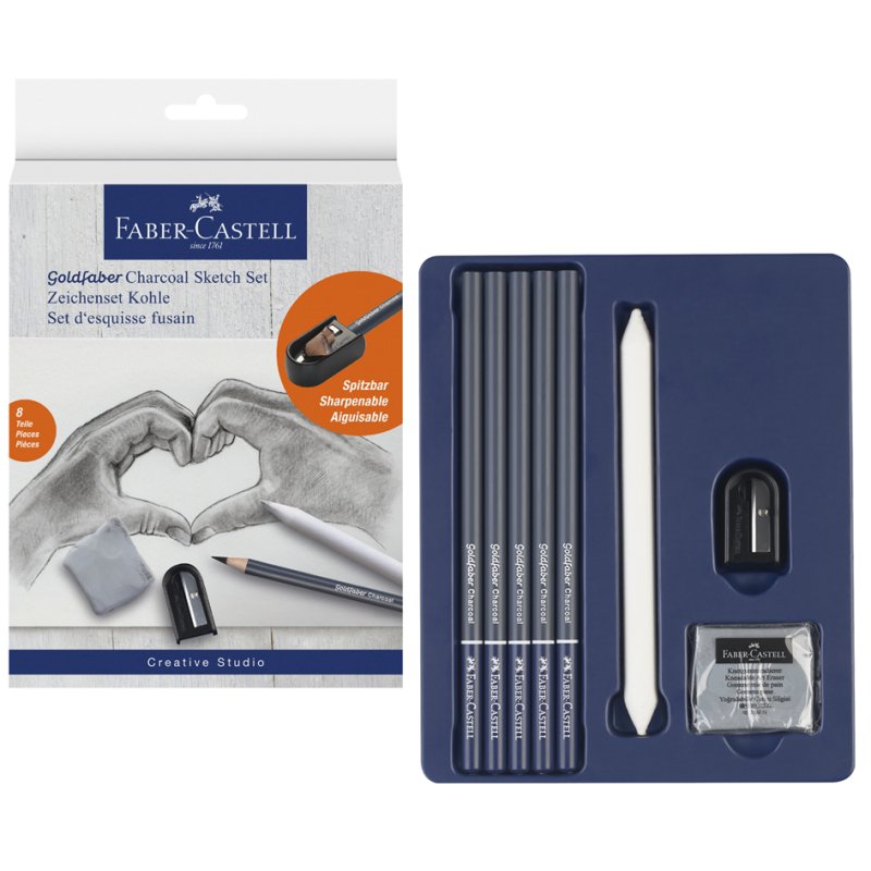 Faber-Castell set de dessin GOLDFABER CHARCOAL, 8 pièces, fusain