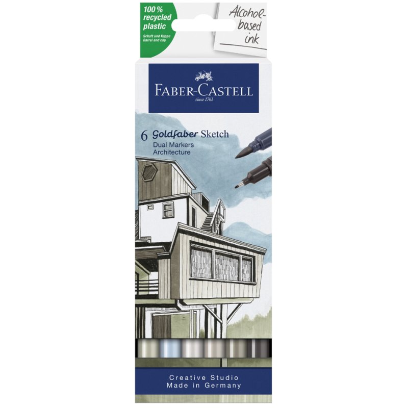Faber-Castell marqueurs sketch Goldfaber architecture, base alcool, 6 pièces