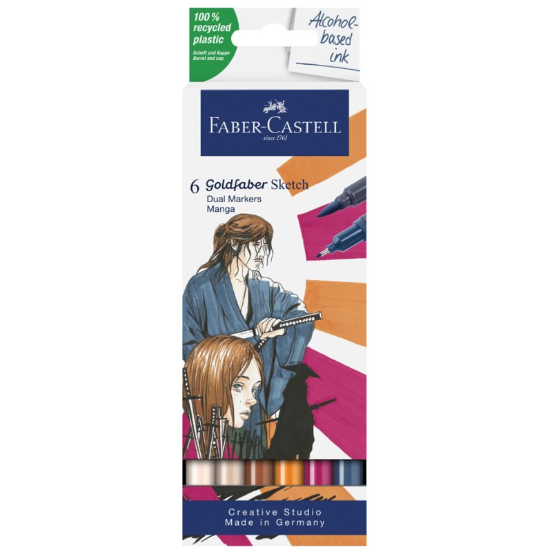 Faber-Castell marqueurs sketch GOLDFABER, set manga, base alcool, 6 pièces