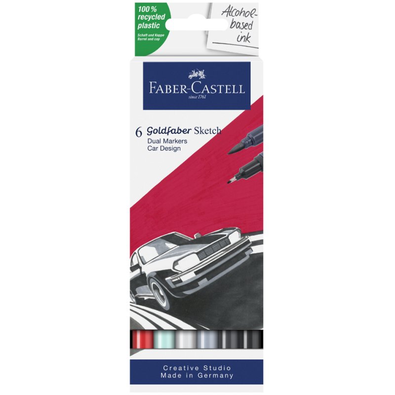 Faber-Castell GOLDFABER car design sketch markers, alcohol-based, 6 pieces