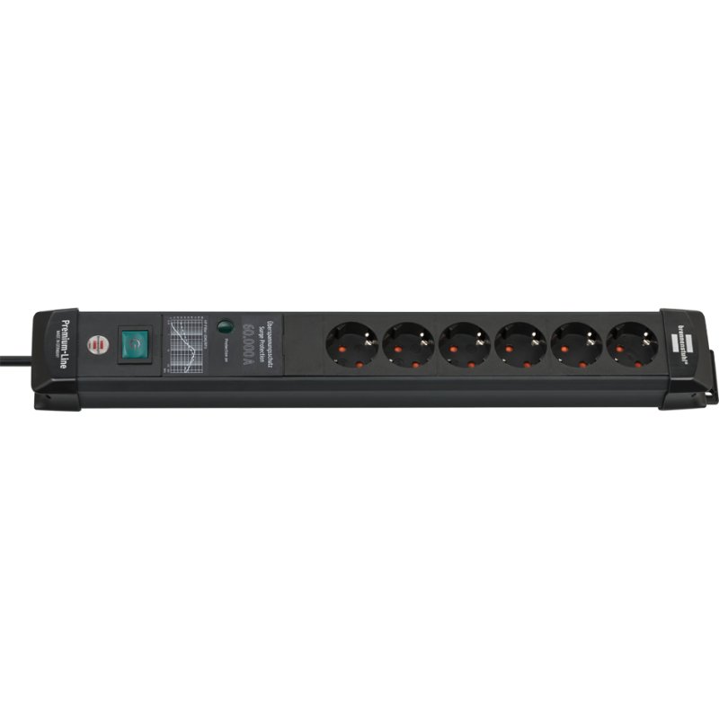 Brennenstuhl power strip Premium-Line, black, 6-way, with switch, 3 m