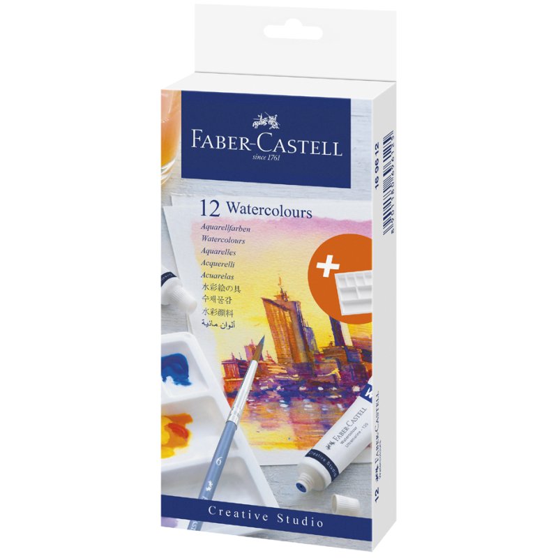 Faber-Castell peinture aquarelle en tubes, coffret de 24, 9 ml par tube