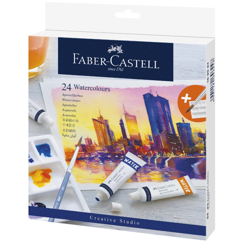 Faber-Castell peinture aquarelle en tubes, coffret de 24, 9 ml par tube