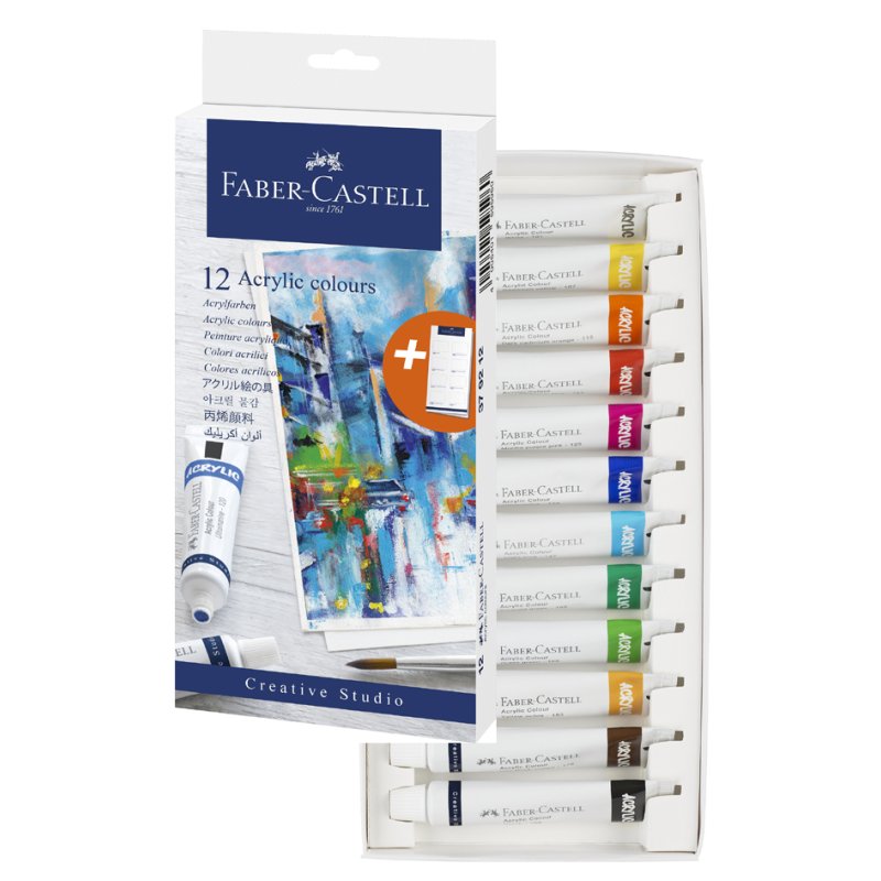 Faber-Castell peinture acrylique en tube, set de 12, 20 ml par tube
