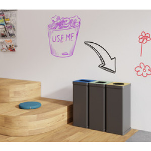 ALBA afvalbak voor papier, zwart/blauw, 50 liter
