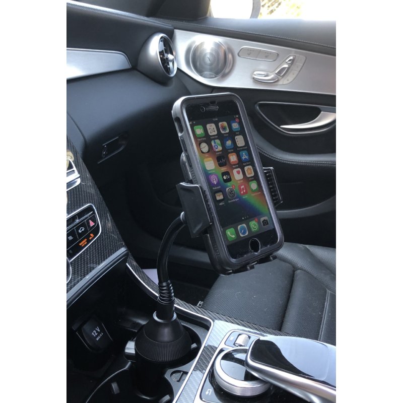 IWH support smartphone pour porte-gobelet auto, plastique, 360° rotatif, 55-90 mm