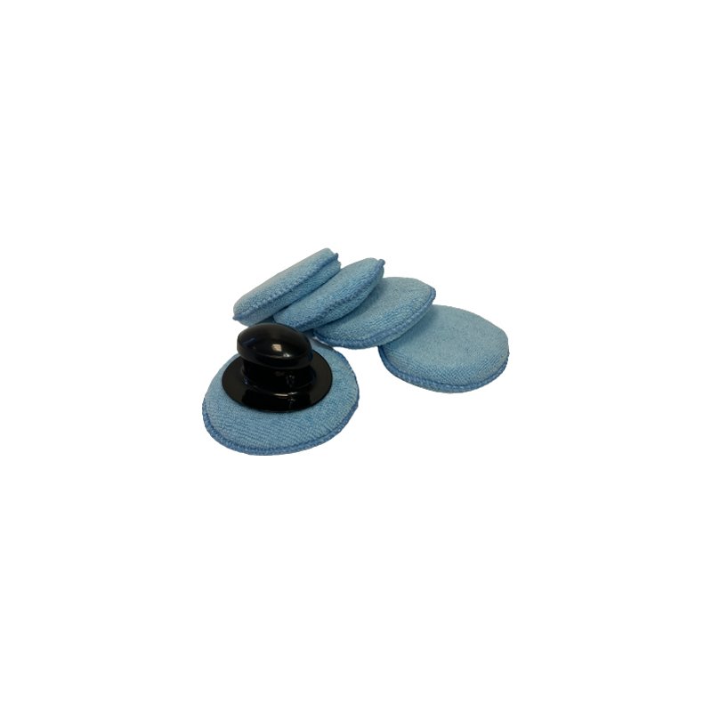 IWH microfibre pads auto, noir/bleu, poignée détachable, 5 pads + 1 poignée