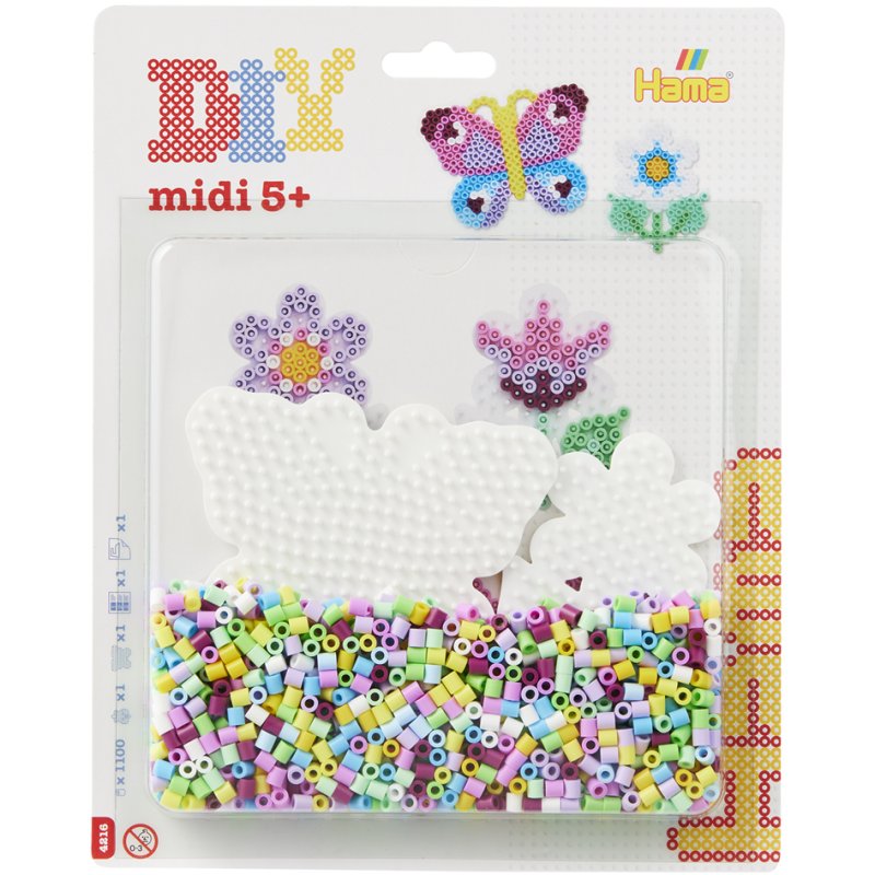Hama perles à repasser midi Papillon/Petite fleur, 5,0 mm, env. 1.100 pièces