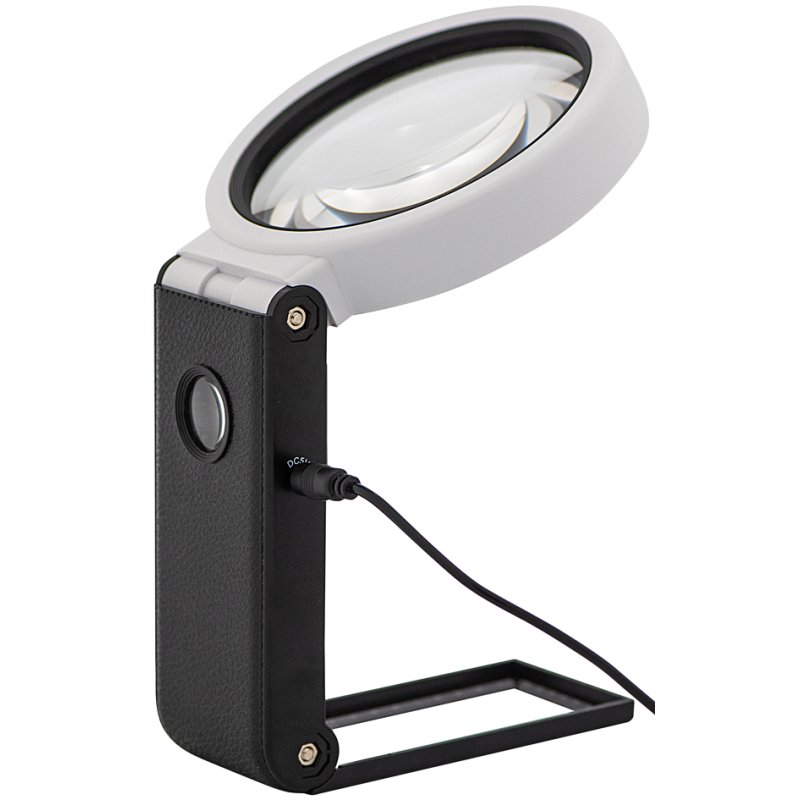 WEDO Loupe LED-UV avec support dépliable, noir/blanc, grossissement 2,5x