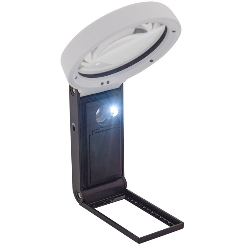 WEDO Loupe LED-UV avec support dépliable, noir/blanc, grossissement 2,5x