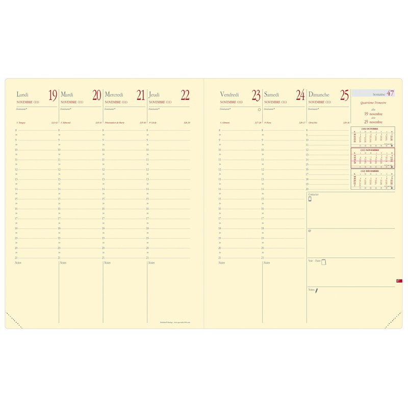 QUO VADIS agenda Président Prestige 2027, Marlow camel, 210 x 270 mm, semaine sur 2 pages