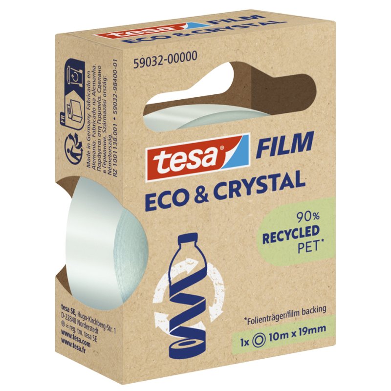 tesa ruban adhésif transparent, écologique, 19 mm × 33 m