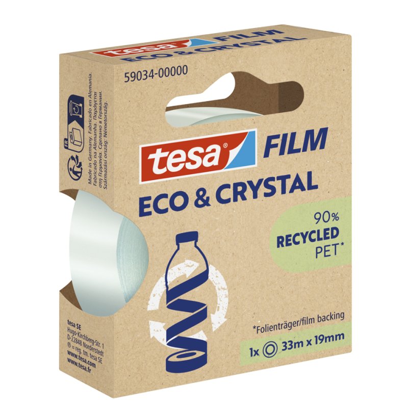tesa ruban adhésif transparent, écologique, 19 mm × 33 m