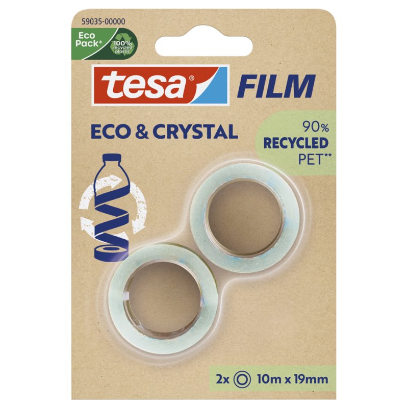 tesa ruban adhésif transparent, 19 mm × 10 m, 2 rouleaux