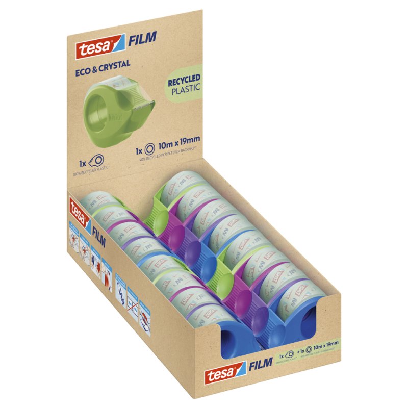tesa mini dérouleur de ruban adhésif, rechargeable, lame de coupe en métal, 16 pièces