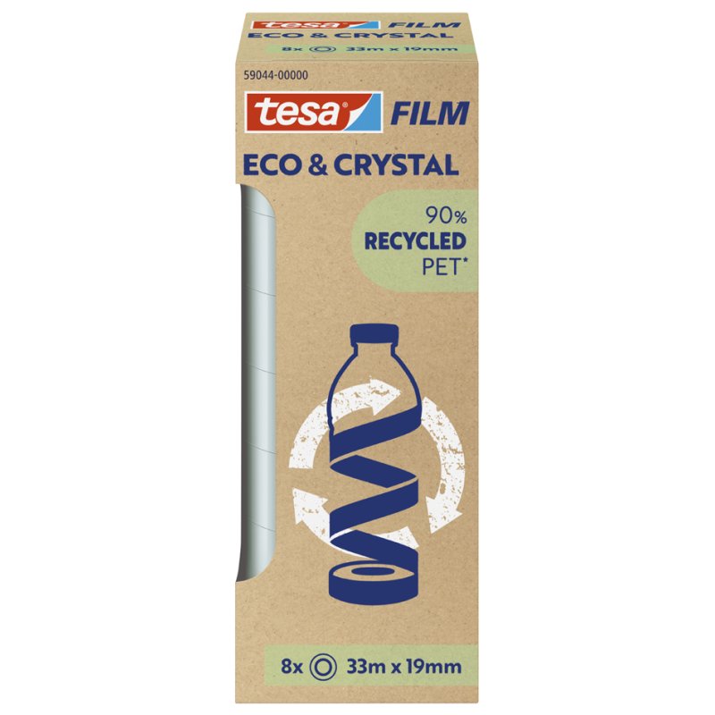 tesa ruban adhésif ECO & CRYSTAL, transparent, 19 mm × 33 m, 8 rouleaux