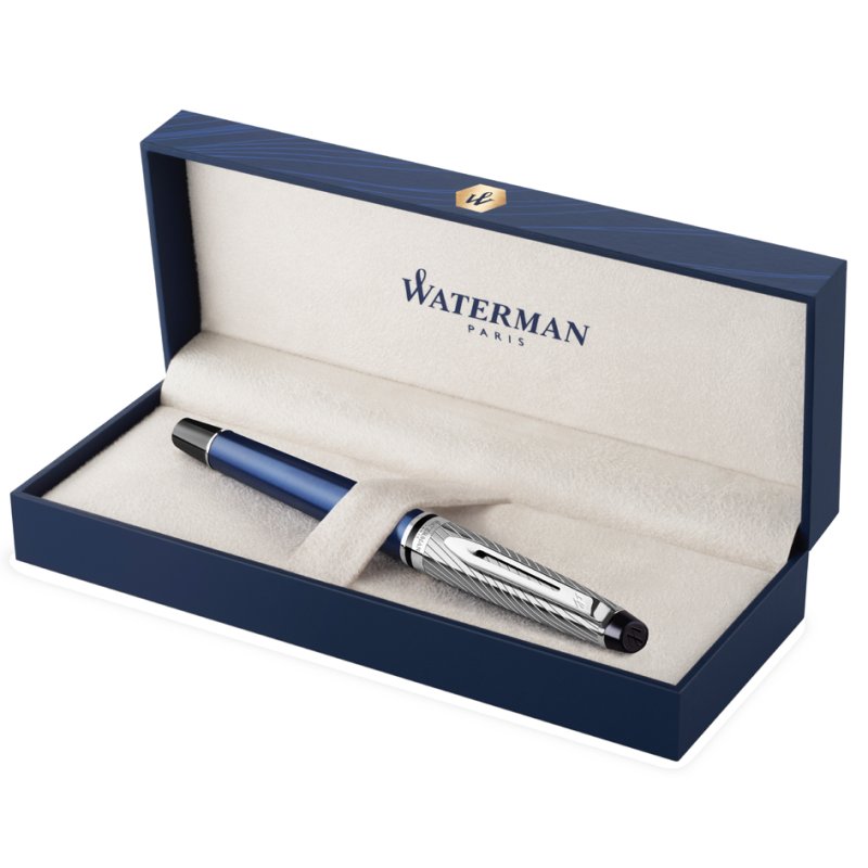 WATERMAN Expert Deluxe fountain pen, metallic blue, palladium details, F nib