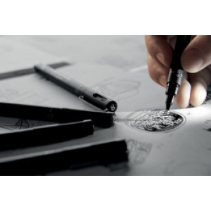 uni-ball schrijfset uni pin, 8-delig, zwart, 0,05-1 mm