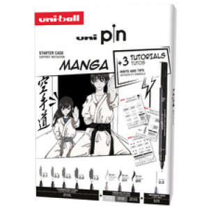 uni-ball Manga tekenset starterspakket, 9-delig, 5 fineliners
