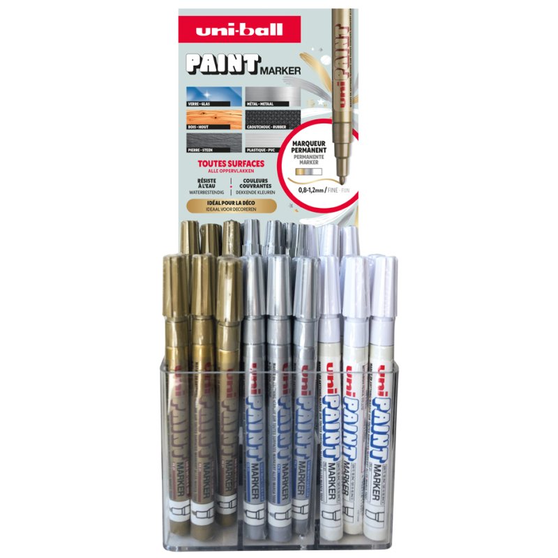 uni-ball permanente marker Paint PX21, goud/wit/zilver, 60 stuks