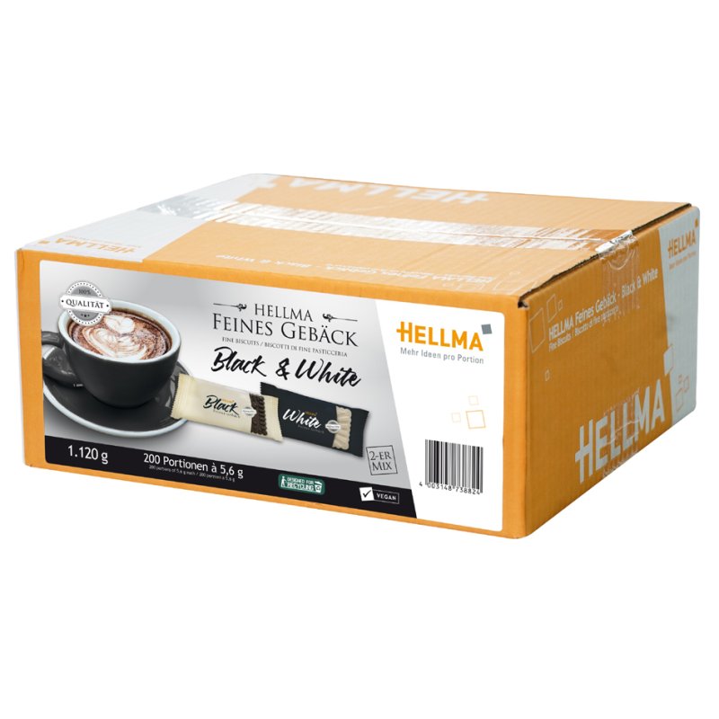 HELLMA biscuit mix Black & White, individually wrapped, cocoa and vanilla, 200 pieces