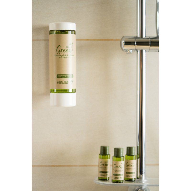 HELLMA Green Mini shower gel & shampoo, 30 ml, greenish transparent, 50 pieces