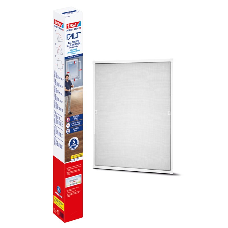 tesa insectenhor ALU FALT pour fenêtres, pliable, anthracite, 80×80-140×140 cm