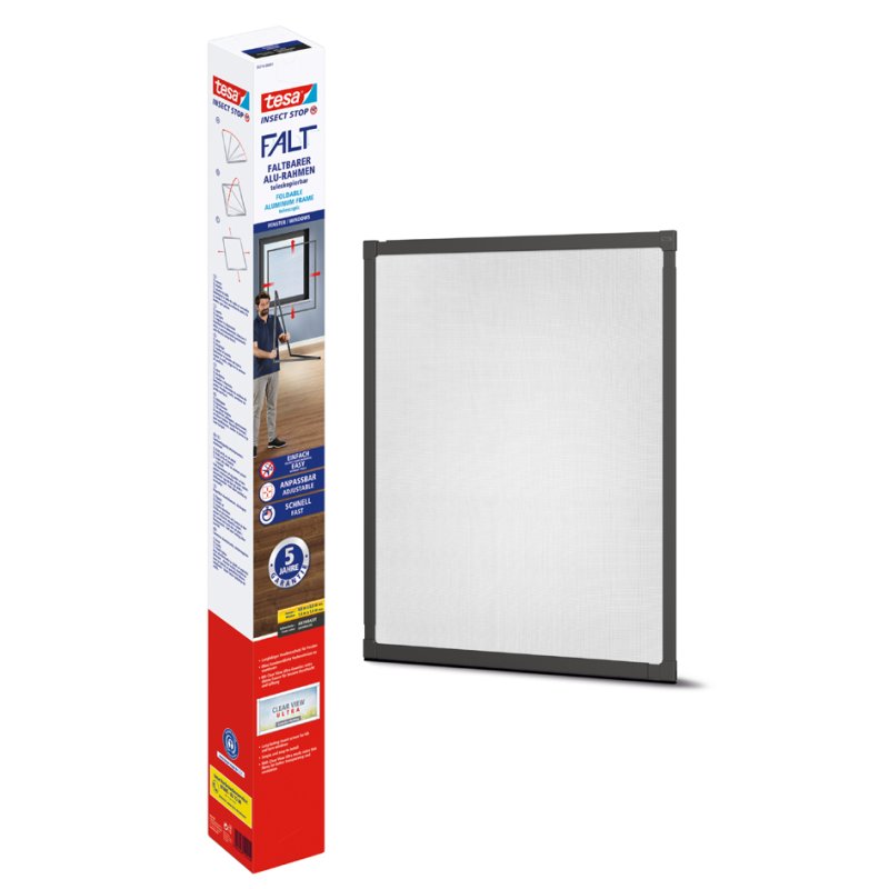tesa insectenhor ALU FALT pour fenêtres, pliable, anthracite, 80×80-140×140 cm