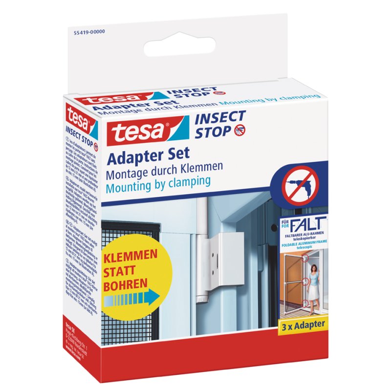 tesa adaptateur moustiquaire ALU FALT porte, blanc, 3 pièces