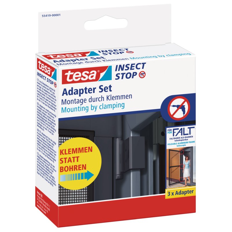 tesa adaptateur moustiquaire ALU FALT porte, blanc, 3 pièces