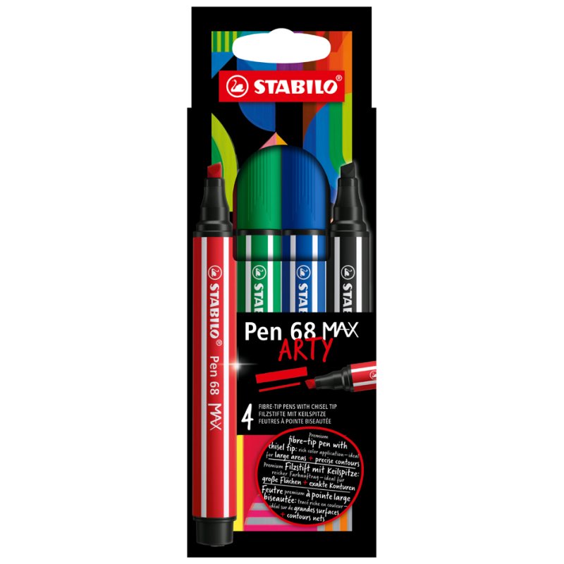 STABILO viltstiften Pen 68 MAX ARTY, pointe large 1,0/5,0 mm, 24 pièces