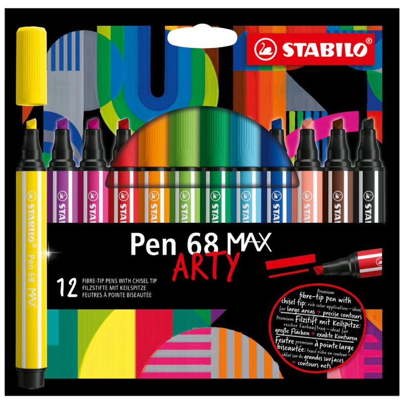 STABILO viltstiften Pen 68 MAX ARTY, pointe large 1,0/5,0 mm, 24 pièces