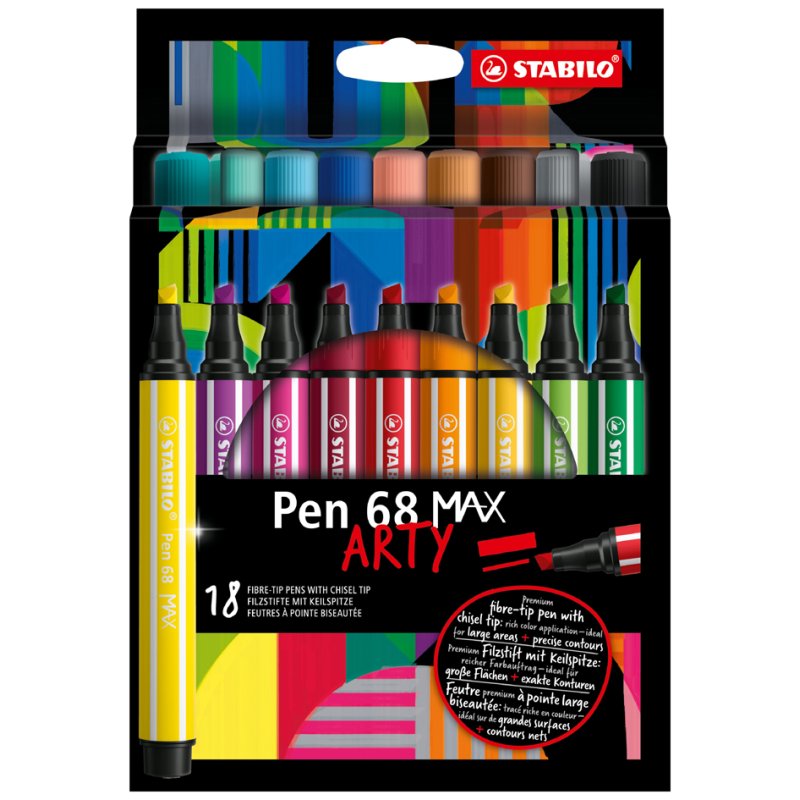 STABILO viltstiften Pen 68 MAX ARTY, pointe large 1,0/5,0 mm, 24 pièces