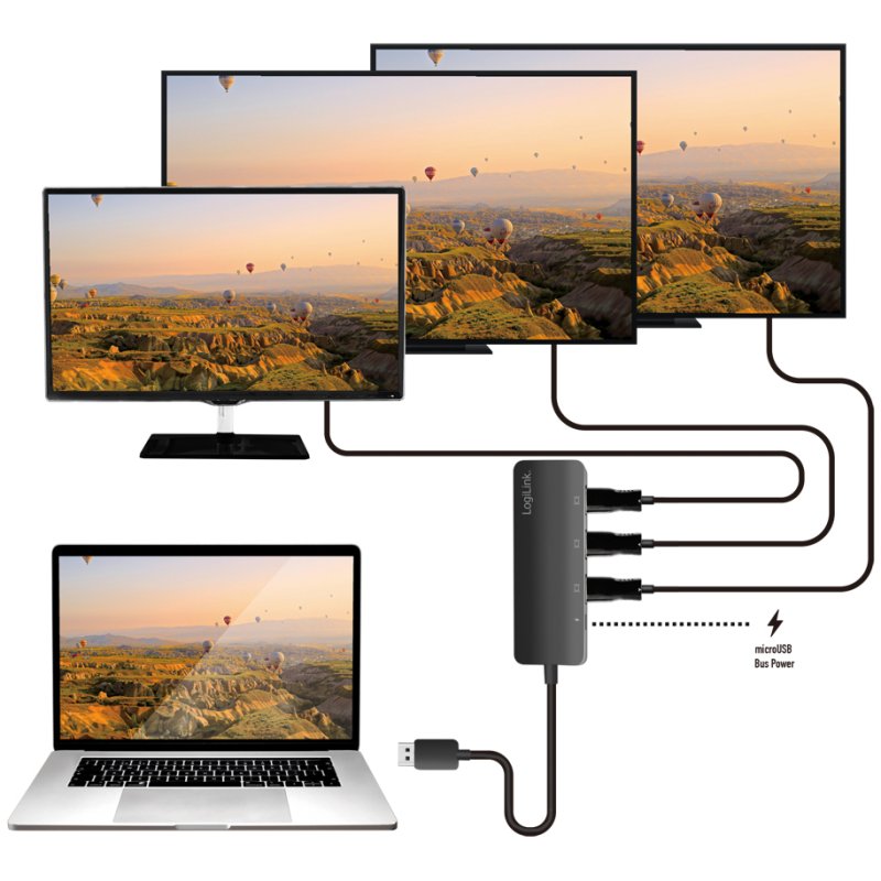 LogiLink 4K DisplayPort to HDMI splitter, 1 to 3 port, black
