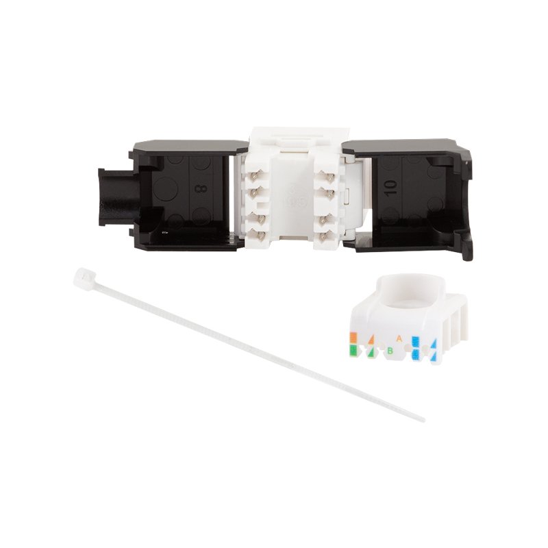 LogiLink Professional Keystone module Cat.6A, white/black, unshielded, RJ45 coupling, 10G 500 MHz