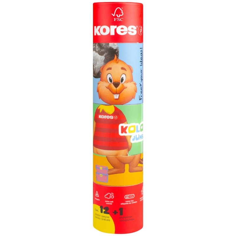 Kores Jumbo Twist & Turn colouring pencils, triangular, 5 mm, 12 pieces