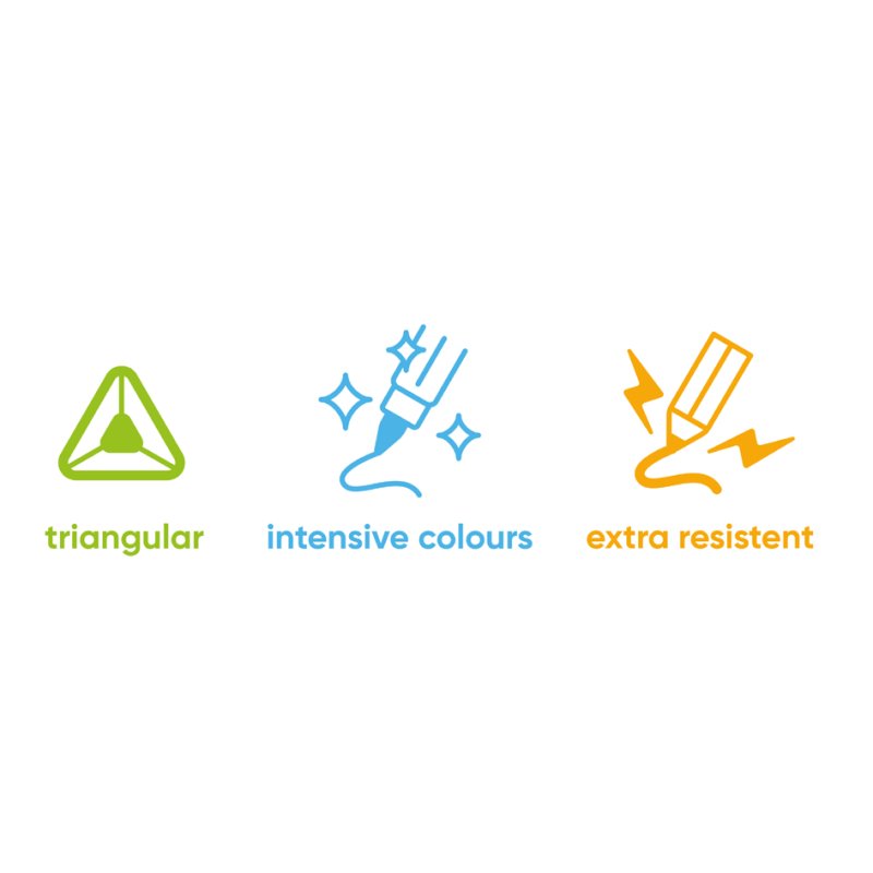 Crayons de couleur triangulaires Kores Kromas, mine 3 mm, 12 pièces