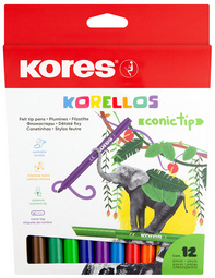 Kores Korello vezelstift, breed 1-4 mm, kleurig gesorteerd, 24 stuks