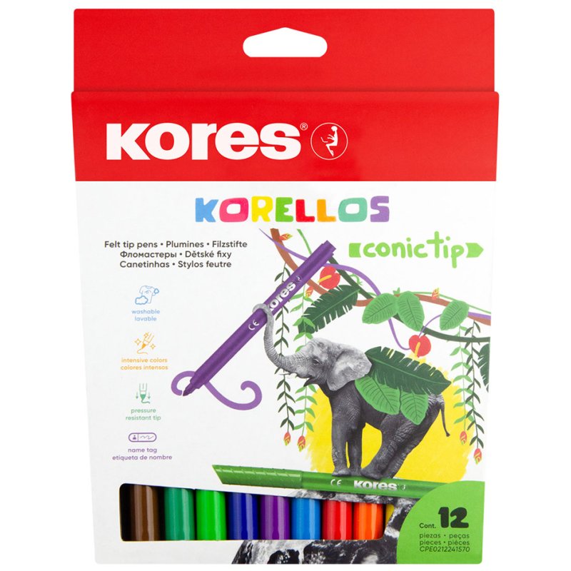 Kores feutres Korello, large, 1-4 mm, 12 pièces
