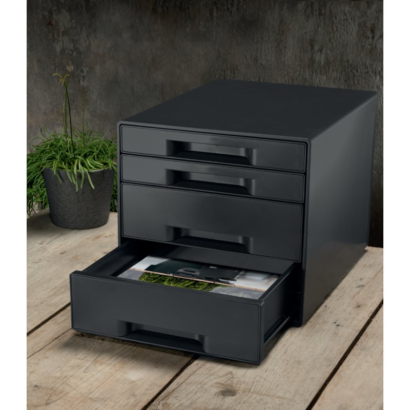LEITZ bloc à tiroirs Recycle CUBE, 4 tiroirs, noir, A4 maxi