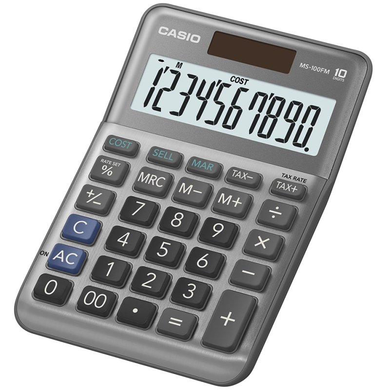 CASIO rekenmachine MS-100FM, 10-cijferig, zilver