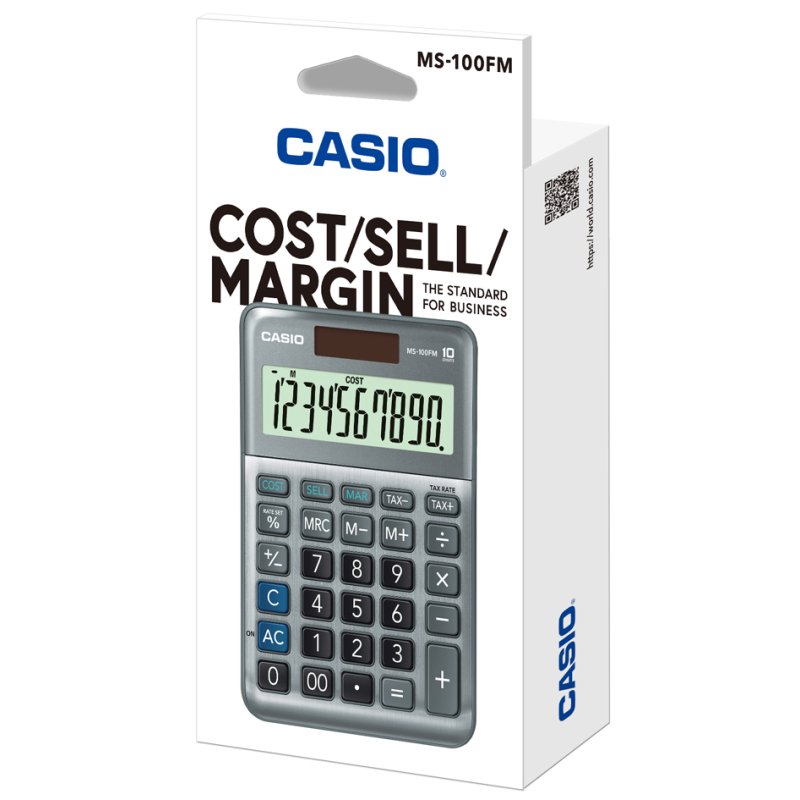 CASIO rekenmachine MS-100FM, 10-cijferig, zilver