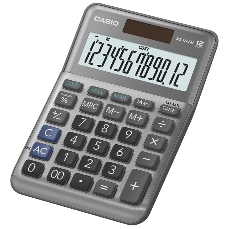 CASIO rekenmachine MS-120FM, 12-cijferig, zilver