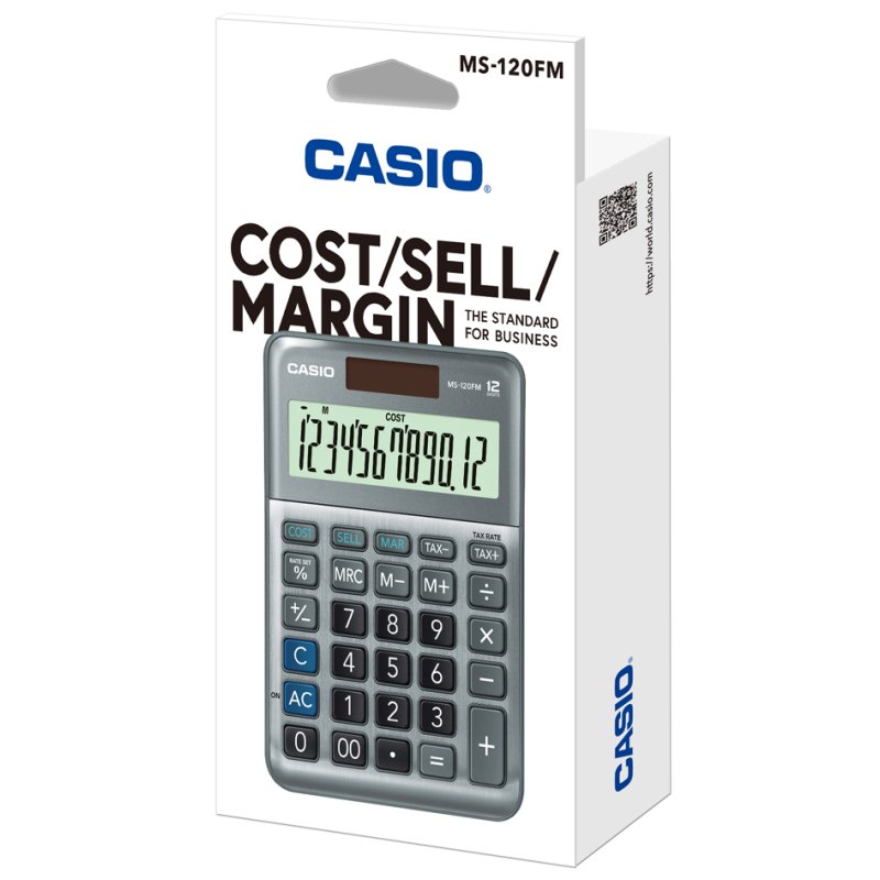 CASIO rekenmachine MS-120FM, 12-cijferig, zilver