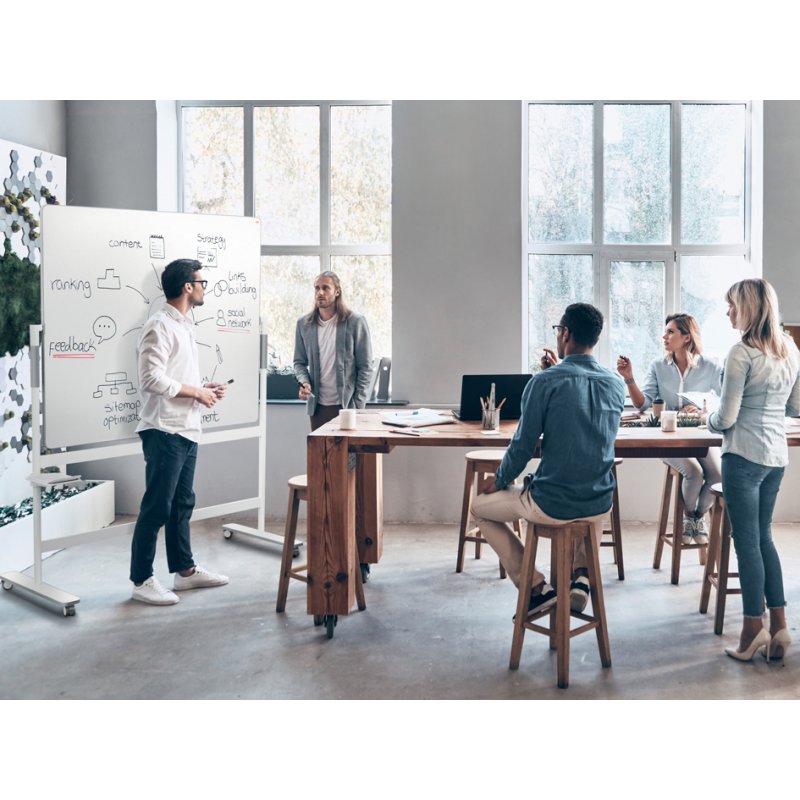 nobo tableau blanc mobile DrehMoveMeet, double face, magnétique, 1500×1200 mm