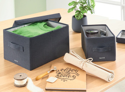 LEITZ opbergbox van stof, maat L, fluweelgrijs, set van 2