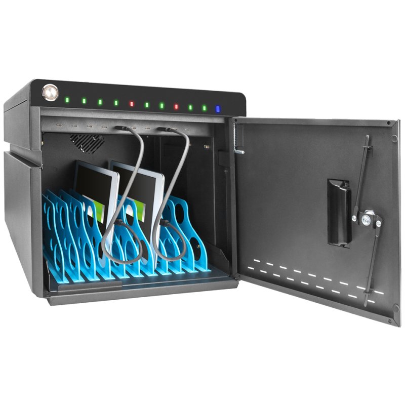 DIGITUS mobile charging station for laptops and tablets, black, 10 slots, USB-C, up to 14 inch
