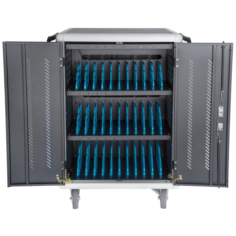 DIGITUS armoire de charge mobile Mobi, noir/argent, 30 emplacements, notebooks/tablettes jusqu'à 15,6 pouces