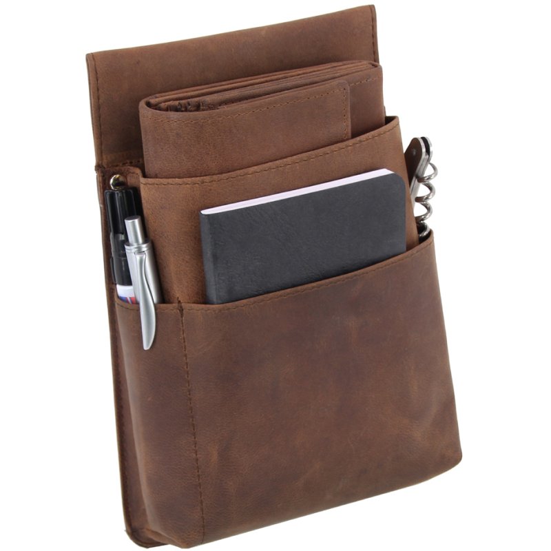 Alassio heuptas voor kelnersbeurs, leer, grijs, 150×40×40 mm