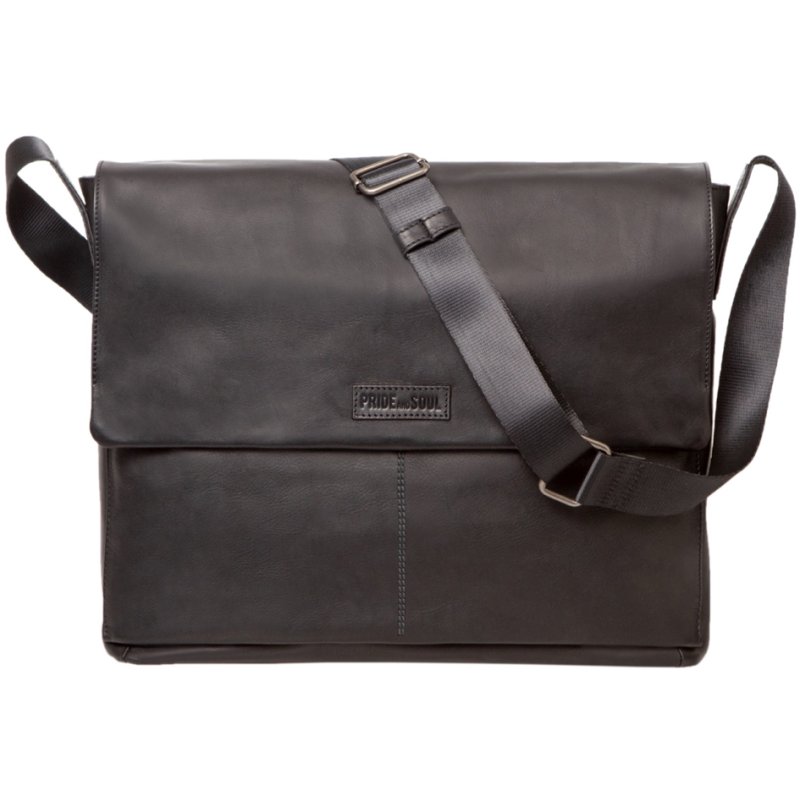 PRIDE&SOUL Urban shoulder bag, leather, black, 15 inch